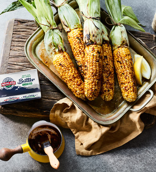 BBQ'd Corn with miso, coriander and chilli butter