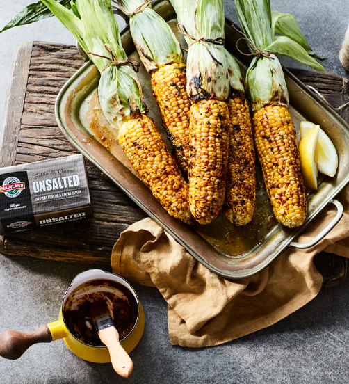 BBQ'd Corn with miso, coriander and chilli butter